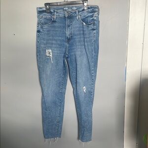 Old Navy size 14 tall extra stretch high rise OG straight distressed jeans norm